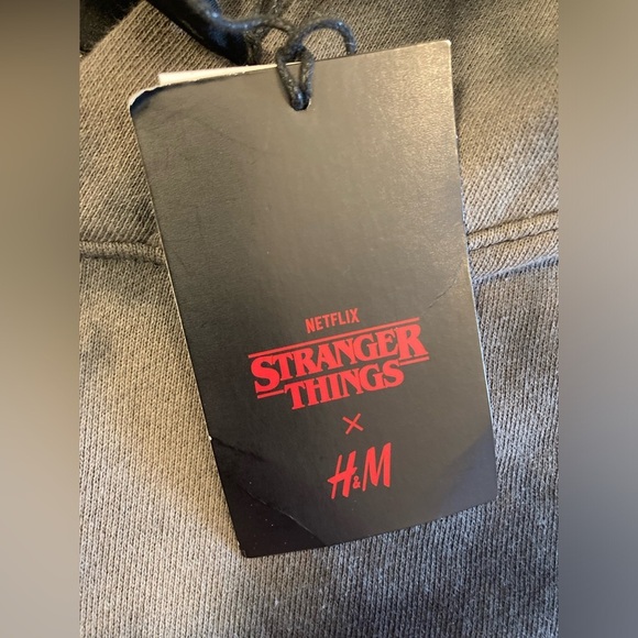 H&M Stranger Things Hoodie Sweatshirt Small Embroidered Logo Acid Washed Unisex - Picture 7 of 8